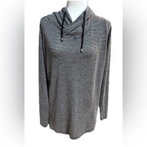 Premise Hooded Sweater Top Grey Heather/Black Striped Women’s Size Large